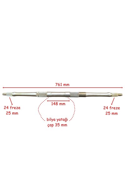 Kuba Hussar 220t Atv Arka Aks Mili 76.1 Cm Tek Yivli 24 Freze
