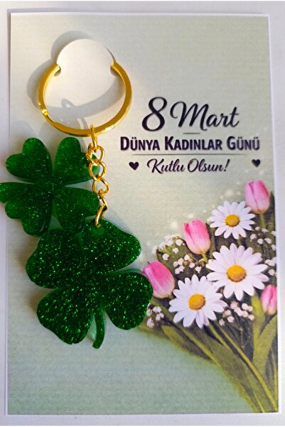 demirbasavm Handmade Epoxy Clover Keychain Special for Women's Day
