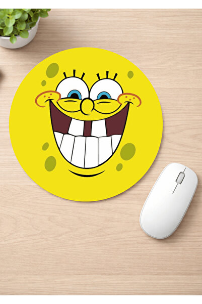 Eylül Design Spongebob Printed Round Non-Slip Mousepad Ergonomic Mouse Pad