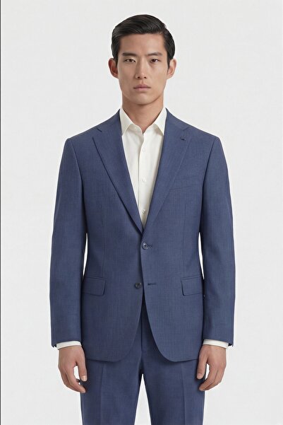 Giotelli Men's Wool Blend 4 Drop Classic Light Navy Blue Suit