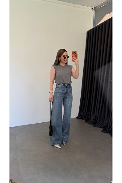 elif teke Crystal Stone Detailed Jean Blue