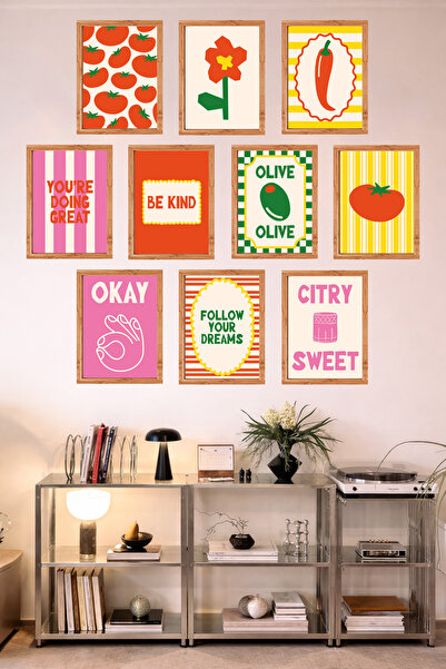 UNT 10-Frame Look Kitchen |   Modern |   Retro Wall Poster Painting Set – 15X...