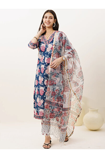 MYSMAR Blue Salwar Kameez & Dupatta - VRN1022 | Blue