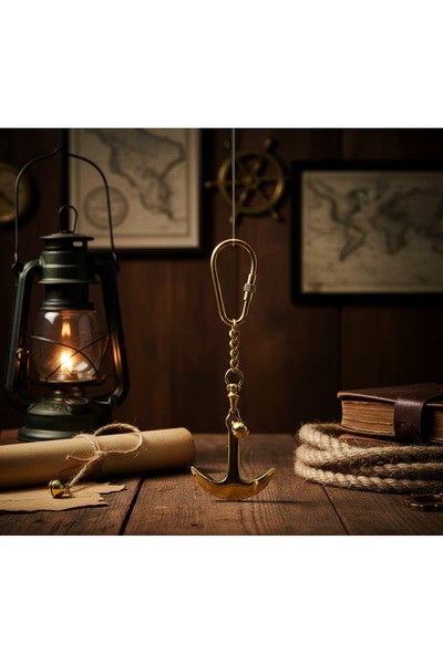Kuzey Tacı Nautical Series: Genuine Brass Anchor Keychain - Luxurious Sailor-...