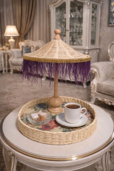 Rosina Purple Bird's Nest Gold Detailed 45 cm Modern Bali Umbrella and Rattan...