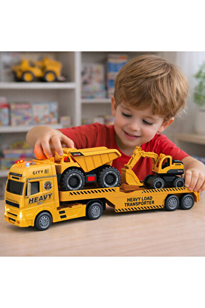 OEM Transport Truck with 2 Construction Equipment, Lights and Sound, Folding ...