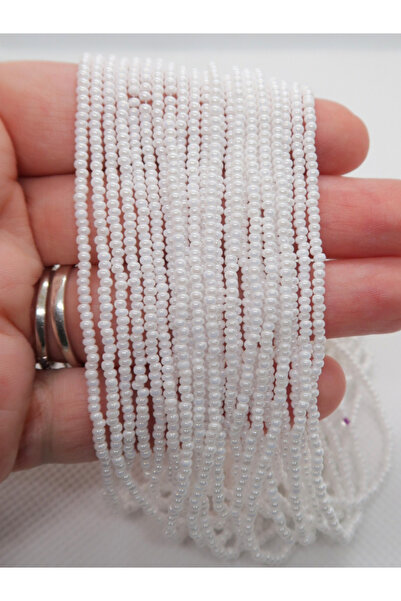 Boncuk Abla Preciosa Orijinal 11/0 Parlak Sedefli Beyaz Kum Boncuk ipe Dizili...