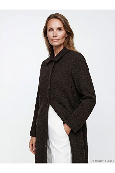 LC Waikiki Lcw Grace Shirt Collar Textured Women's Robe