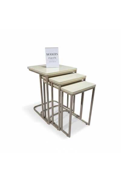 ModernEvveOfis C Tekerlekli Zigon Sehpa - Cappuccino Kare Profil