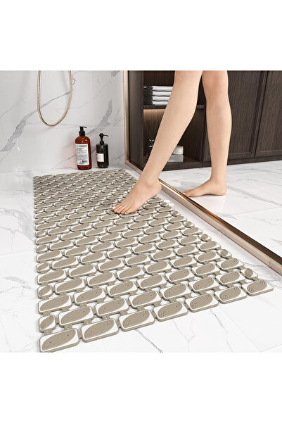 XIYUNTE Anti-slip shower mat 90x40 cm, with 156 suction cups, brown
