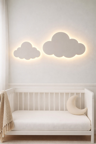 Windly Concept LED Bulut Duvar Gece Lambası 2’li Set – Çocuk & Bebek Odası Du...