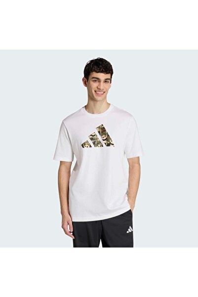 adidas Panda Chill Camo Erkek Beyaz Tişört (KB4850)