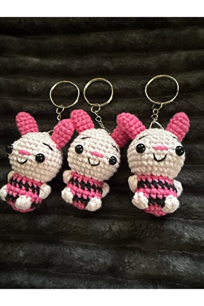 amigurumibaby سلسلة مفاتيح على شكل خنزير صغير وبوه أميجورومي