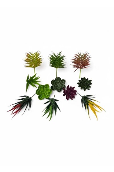 Nettenevime 11li Set Yapay Çiçek Kaktüs Sukulent Modelleri 11 Karışık Model S...