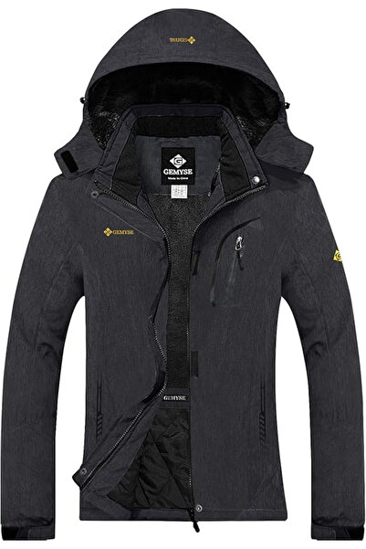 GEMYSE Women's winter sports jacket, padded, waterproof, with hood and 4 pock...