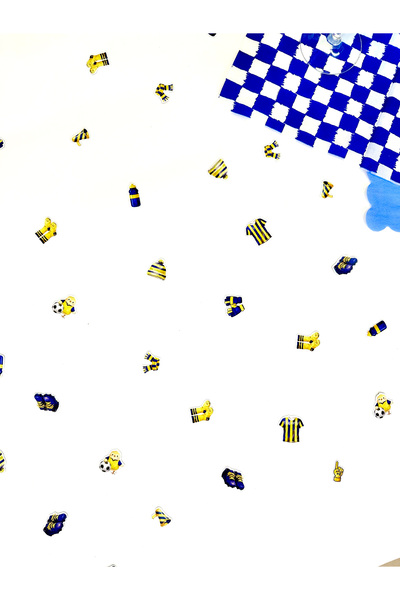 Flu Party Yellow-Navy Blue Theme Table Confetti - Yellow-Navy Blue Football C...
