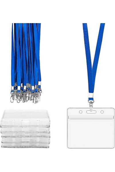 Yuka Mavi Personel Boyun Askı İpi 10 ADET Askı İpi ve Şeffaf Kart Kabı 107X15...