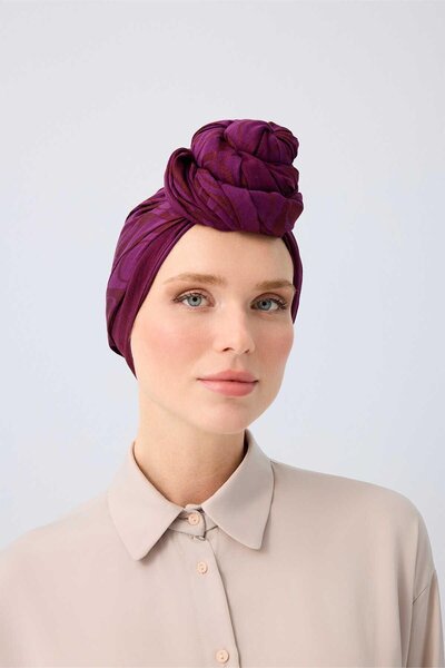 Imannoor Naia Shawl - Checkered Pattern - Plum