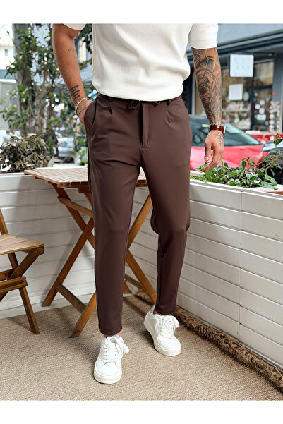 manch collection Italian Cut Modal Trousers Brown