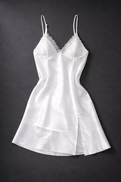 elarissa saten yırtmaçlı gecelik