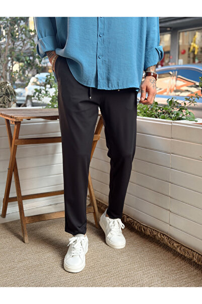 manch collection Italian Cut Modal Trousers Black