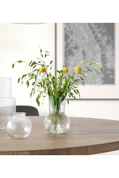 IKEA QUİCK Γυάλινο Βάζο Ύψος 17 εκ. Διαφανές Βάζο για Λουλούδια και Φυτά Διακ...