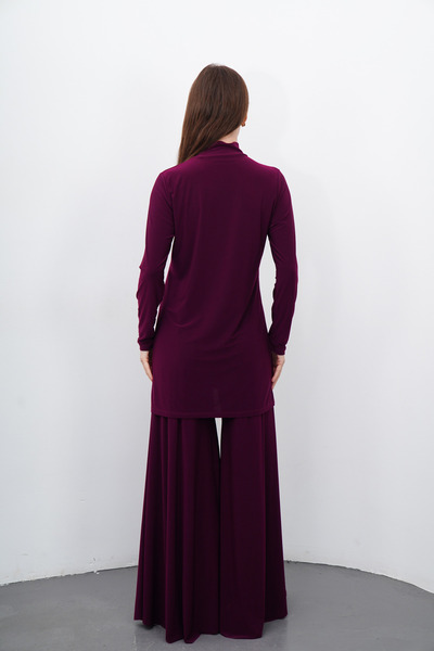 penyebizden High Collar Sandy Tunic-Cherry