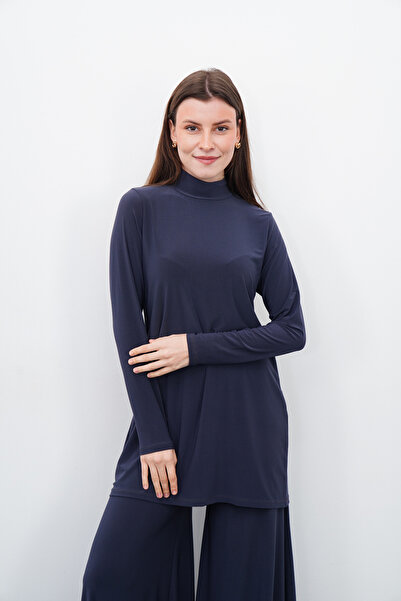 penyebizden High Collar Sandy Tunic-Smoked