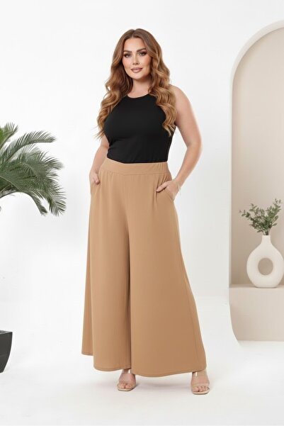 Butik Nilyam Women's Plus Size Relaxed Fit Elastic Waist Aerobin Linen Loose ...