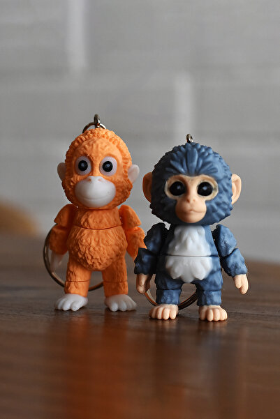 Alvina Atölye Punch ve Plush Hareketli Eklemli Maymun Anahtarlık Seti - 2’li ...