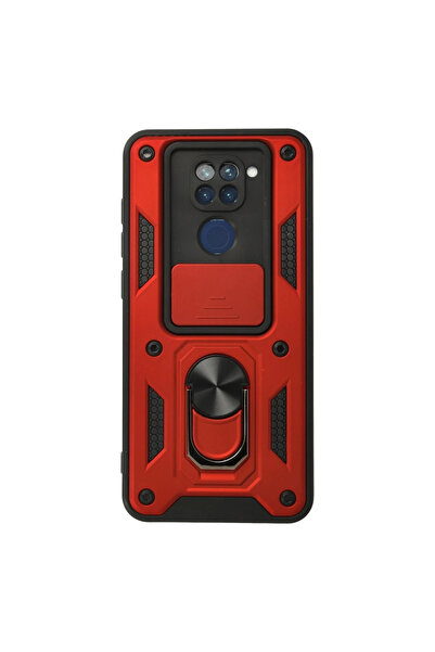 eco port حافظة ريدمي نوت 9 من السيليكون مع حلقة عدسة - أحمر