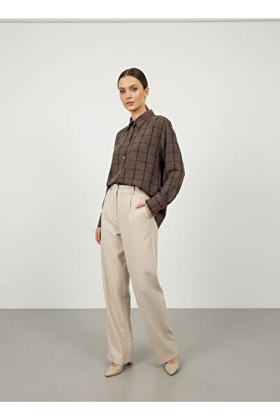 PIOVE Kareli Düğmeli Gömlek – Brown Grid