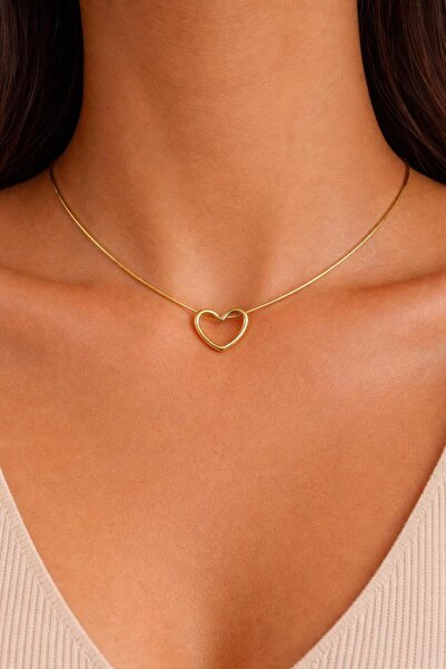 BESTYSO Minimal Heart Figured Gold Necklace