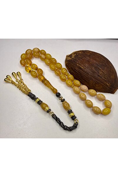 İskenderun Tesbihcilik Shaved Ottoman Style Heavy Brass Tassel Clasp Amber Pr...