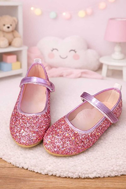 Turkuaz Ayakkabı Pembe Pullu ORTOPEDİK cırt bant kolay giyim