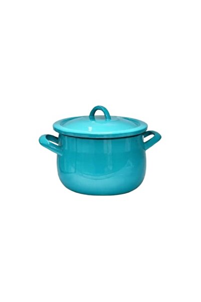 Emailul Medias High Enamel Pot, Bulged 16 cm, 2.2 liters, Turquoise