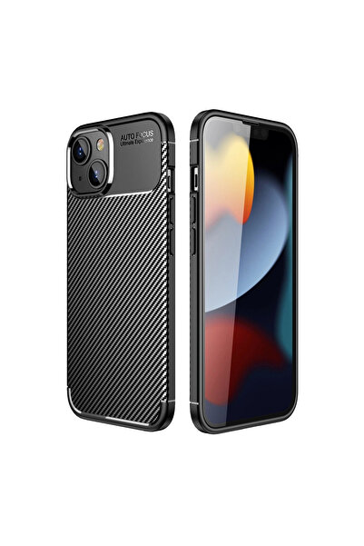 eco port غطاء آيفون 14 بلس من الكربون مع خاصية التركيز التلقائي - أسود
