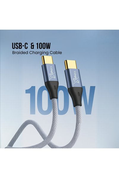Compix USB C 3.1 Cable 2M 100W PD Fast Charging E-MARK, 10Gbps Data & 4K@60Hz Video, Nylon Braided