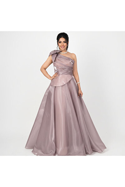 SERA Ethereal Mauve One-Shoulder Organza Gown