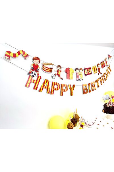 Flu Party لافتة عيد ميلاد سعيد بتصميم أصفر-أحمر - لافتة بمفهوم أصفر-أحمر