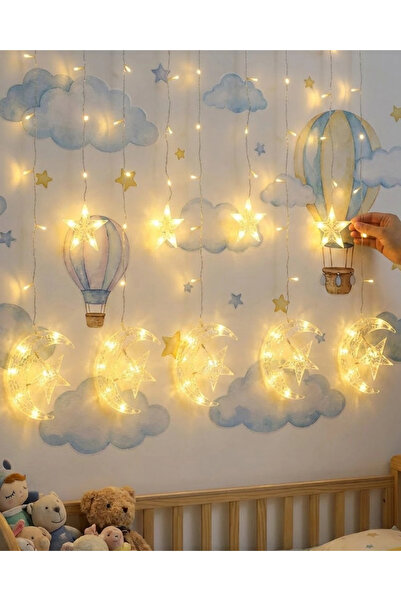 Epilons Decorative Moon Star Curtain Light Warm White Festival and Home Decor...