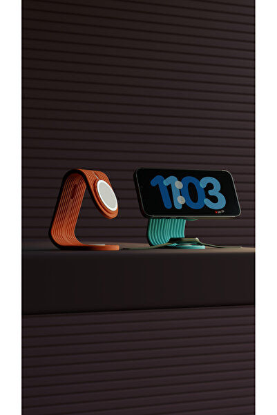Cosmo Design 2’si 1 Arada iPhone MagSafe & Watch Şarj Standı – 3D Baskı Moder...