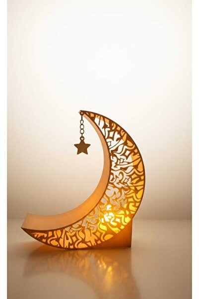 ASYDESIGN Tealight Mumluk Hilal Dekorlu Yıldızlı Pilli Ledli