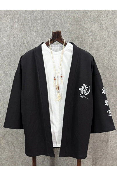 FıttingRoom Oversize Bohemian Black Japanese Kimono