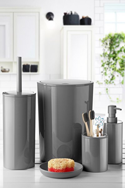 FeyzaDesign Şık 5'li Banyo Seti, Gri Renk, Konfor ve Estetik Birlikte