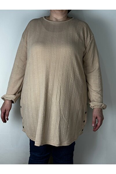 YAŞAR TRİKO Women's Cream Long Sleeve Ankle Elasticated Crew Neck Acrylic Lon...