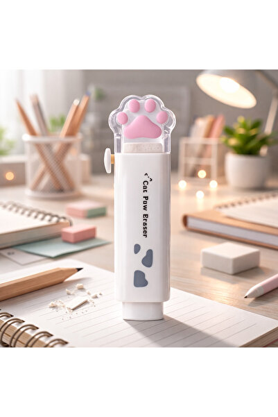 esdekor ممحاة على شكل مخلب قطة، لون أبيض، قابلة للسحب، قطعة واحدة، منتج قرطاس...