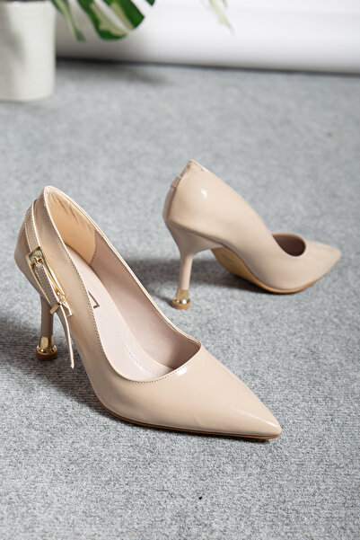 M Miss dark moda Κομψό γυναικείο στιλέτο με χρυσή πόρπη και λεπτομέρεια στο τ...