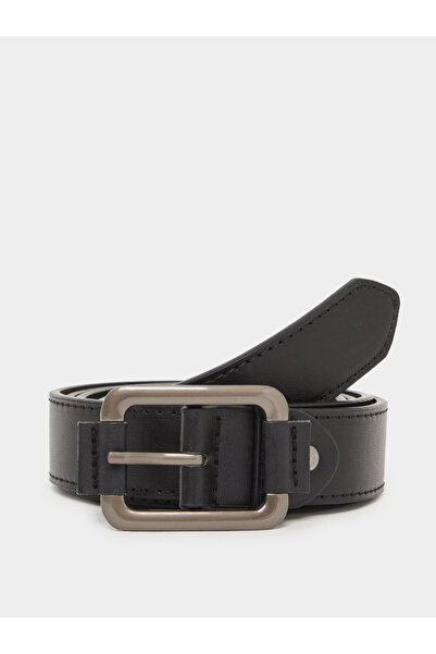 Styli Black Waist Belt with Metal Buckle