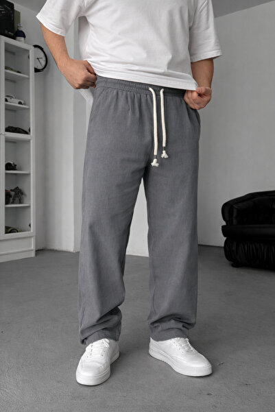 INFLUYENTE Men's Baggy Cut Linen Blend Muslin Trousers Breathable Thin Woven ...